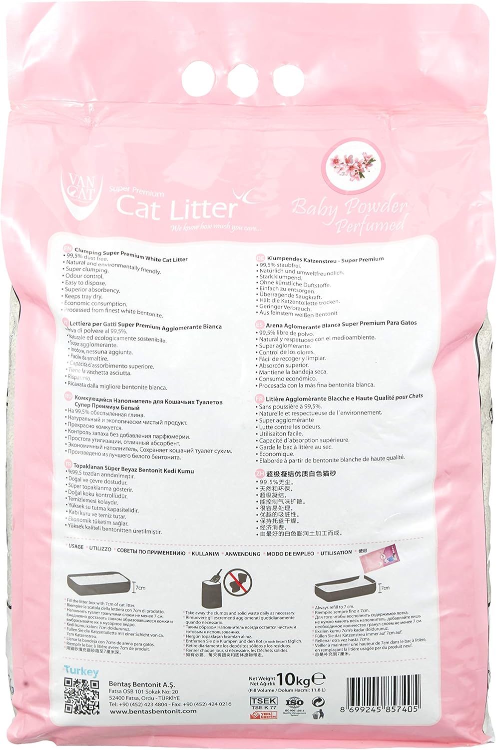 Van Cat White Bentonite Clumping Cat Litter Baby Powder 10Kg Cat Litter